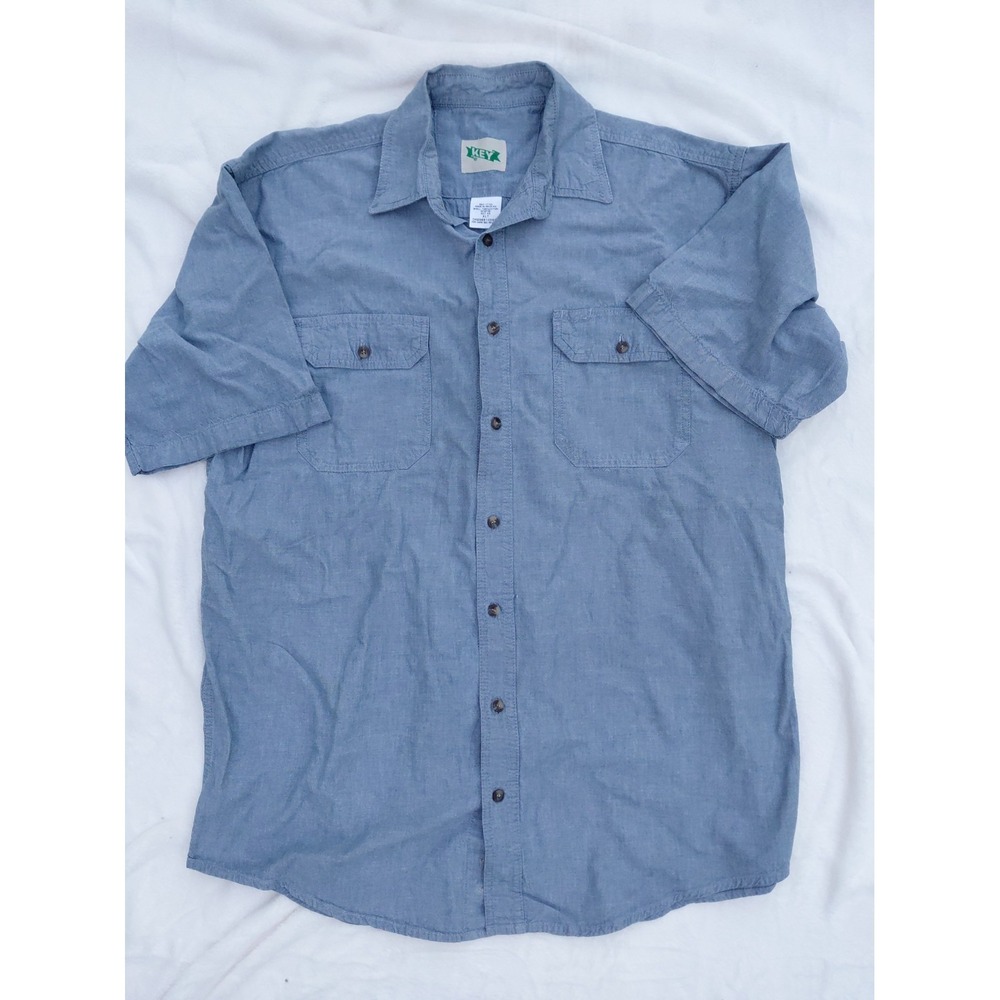 New Key Denim Shirt Mens XLT Blue Short Sleeve